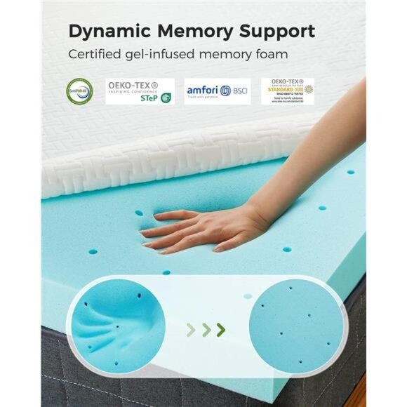 3 Inch Memory Foam Mattress Topper King Size, High-Density Mattress Pad Pressure - Picture 3 of 7